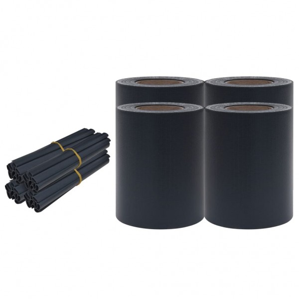 Paneles de privacidad 4 uds PVC gris oscuro mate 35x0.19 m M 2