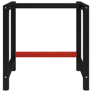 Estructura de banco de trabajo metal negro y rojo 150x57x79 cm H