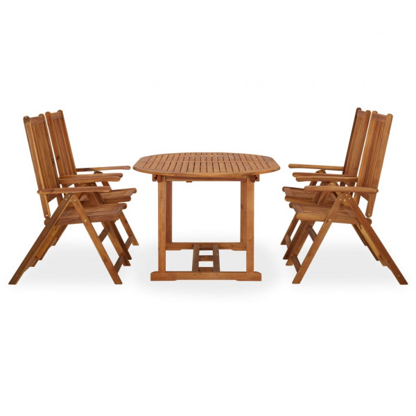 Juego de comedor de jardín 5 piezas madera maciza de acacia M 2