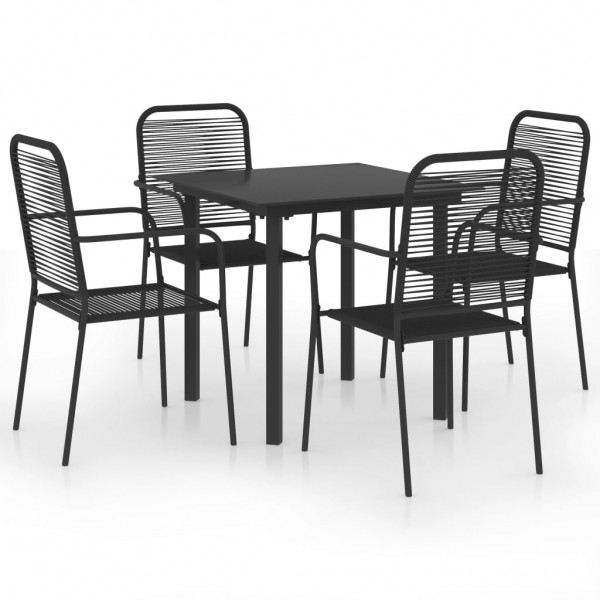 Set de comedor de jardín de 5 piezas vidrio y acero negro D