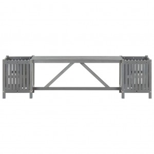 Banco de jardim com 2 vasos 150 cm acácia maciça cinzento H