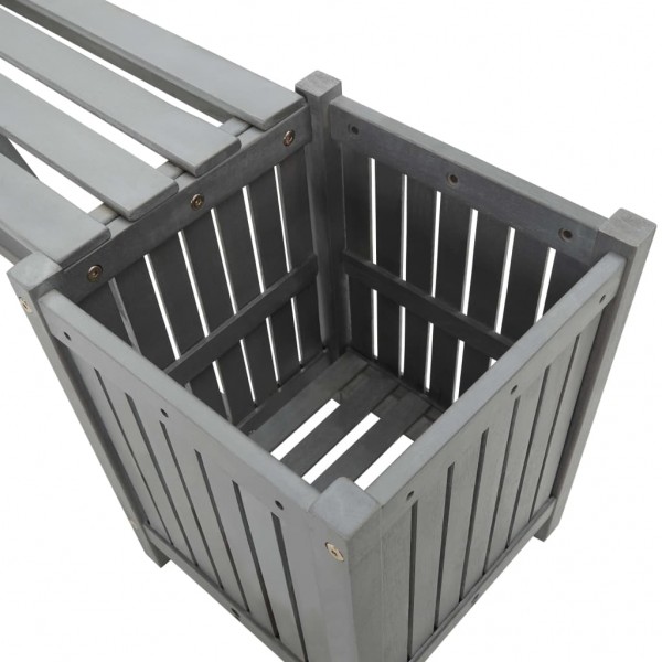 Banco de jardim com 2 vasos 150 cm acácia maciça cinzento M 4