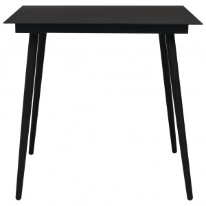 Mesa de comedor de jardín acero y vidrio negra 80x80x74 cm H