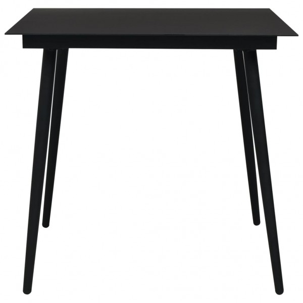 Mesa de comedor de jardín acero y vidrio negra 80x80x74 cm M 2