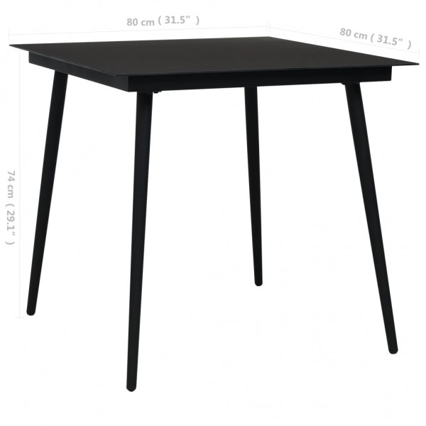 Mesa de comedor de jardín acero y vidrio negra 80x80x74 cm M 4