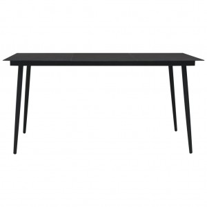Mesa de jantar para jardim 150x80x74 cm aço e vidro preto H