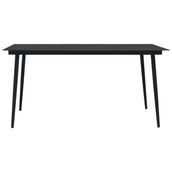 Mesa de jantar para jardim 190x90x74 cm aço e vidro preto M 2