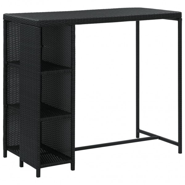 Mesa bar estante almacenaje 120x60x110cm ratán sintético negro D