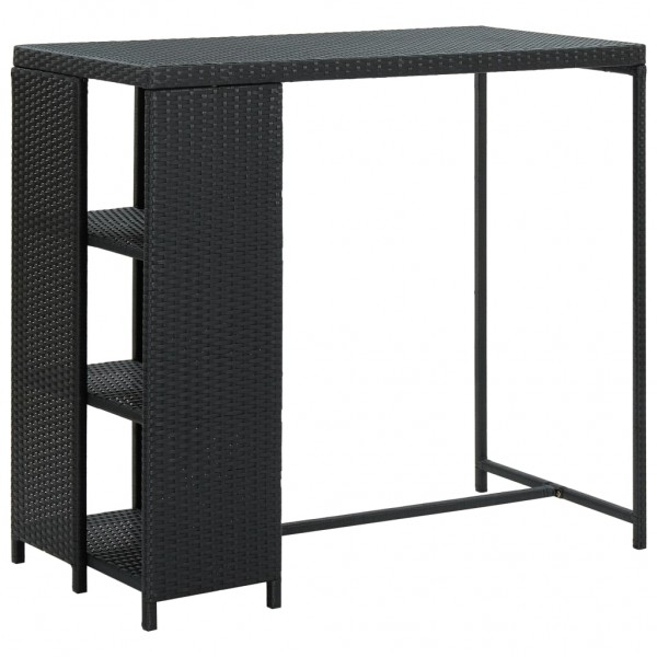 Mesa bar estante almacenaje 120x60x110cm ratán sintético negro M 5