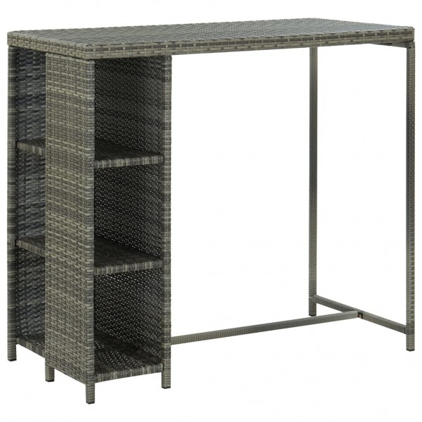 Mesa bar estante almacenaje 120x60x110cm ratán sintético gris D