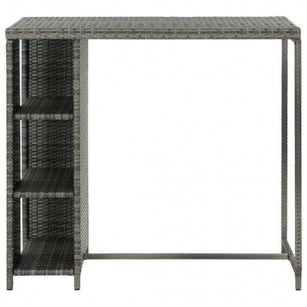 Mesa bar estante almacenaje 120x60x110cm ratán sintético gris M 3