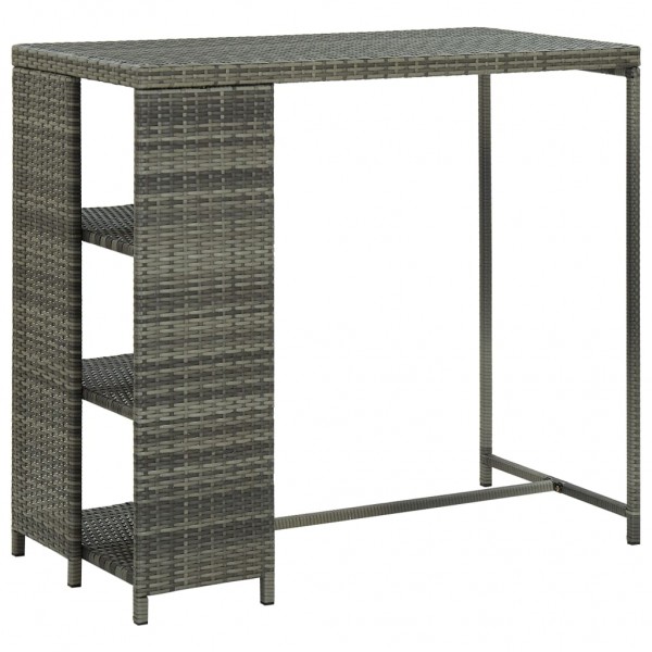 Mesa bar estante almacenaje 120x60x110cm ratán sintético gris M 5
