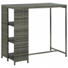 Mesa bar estante almacenaje 120x60x110cm ratán sintético gris 5
