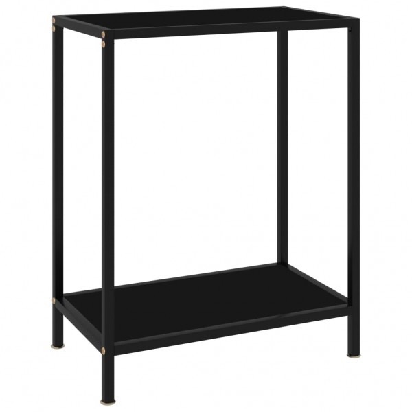 Mesa de consola negro vidrio templado 60x35x75 cm D