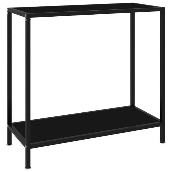 Mesa de consola negro vidrio templado 80x35x75 cm D