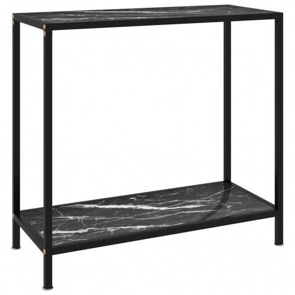 Mesa de consola negro vidrio templado 80x35x75 cm D