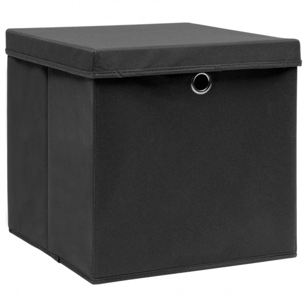 Cajas de almacenaje con tapas 10 uds negro 28x28x28 cm M 3