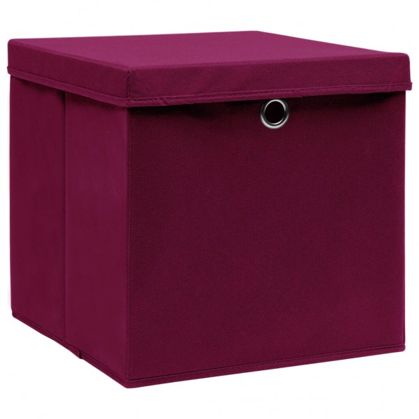 Cajas de almacenaje con tapas 10 uds rojo oscuro 28x28x28 cm M 3