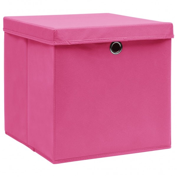 Cajas de almacenaje con tapas 10 uds rosa 28x28x28 cm M 3