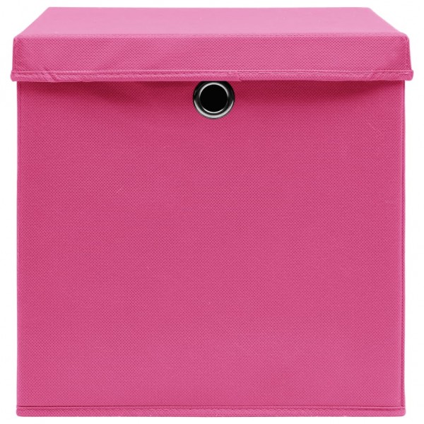 Caixas de arrumação com tampas 10 pcs 28x28x28 cm rosa M 5