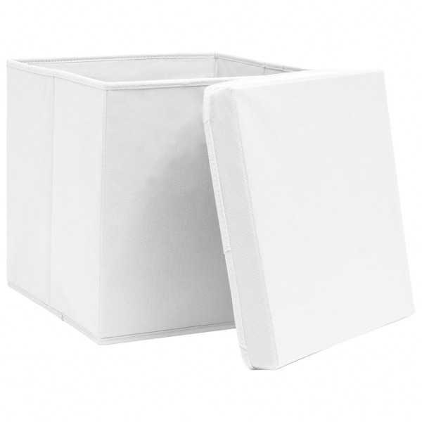 Cajas de almacenaje con tapas 10 uds blanco 28x28x28 cm M 4
