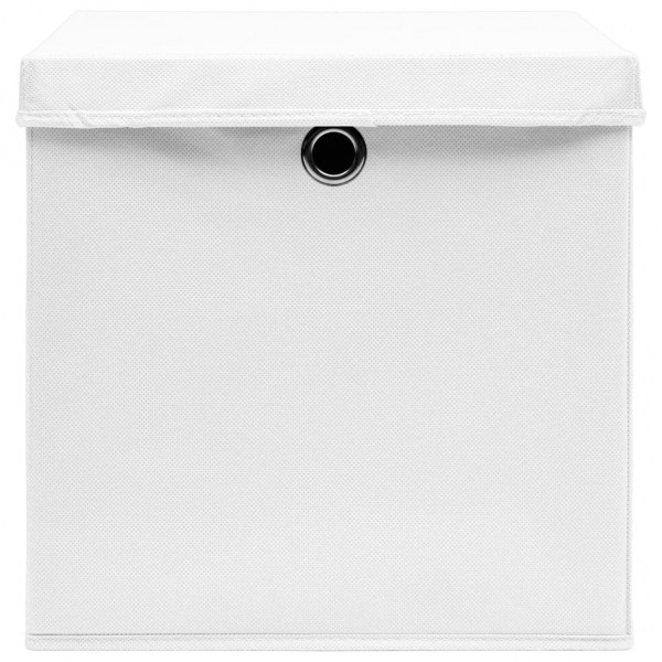 Caixas de arrumação com tampas 10 pcs 28x28x28 cm branco M 5