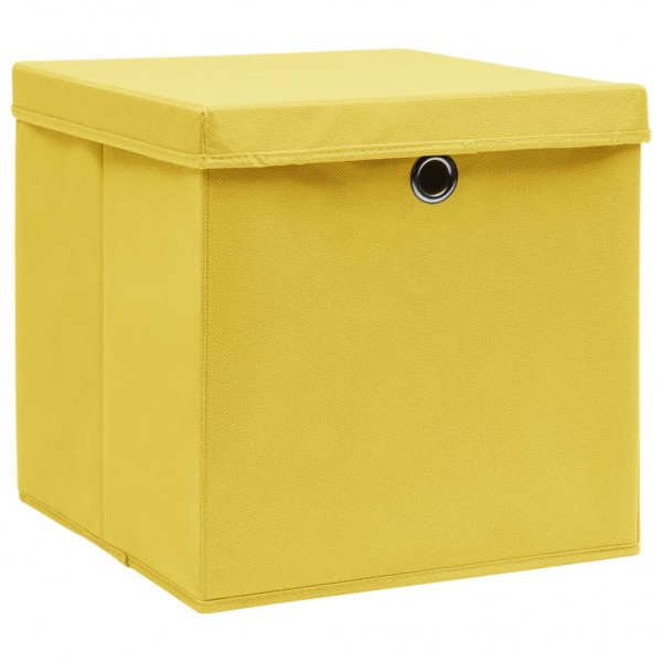 Cajas de almacenamiento con tapas 4 uds 28x28x28 cm amarillo M 3