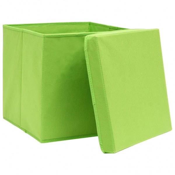 Caixas de arrumação com tampas 10 pcs 28x28x28 cm verde M 4