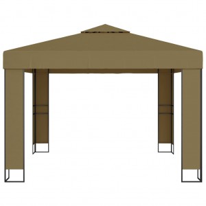 Cenador con doble techo gris taupe 3x3x2.7 m 180 g/m² H