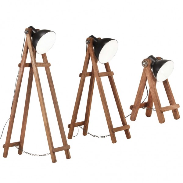 Candeeiros de chão 3 pcs E27 mangueira maciça preto M 3