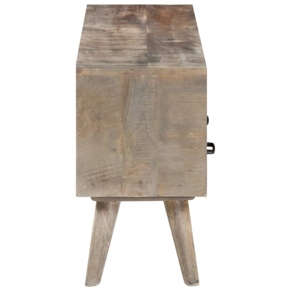 Mueble para TV madera maciza de mango rugosa gris 130x35x51 cm M 4