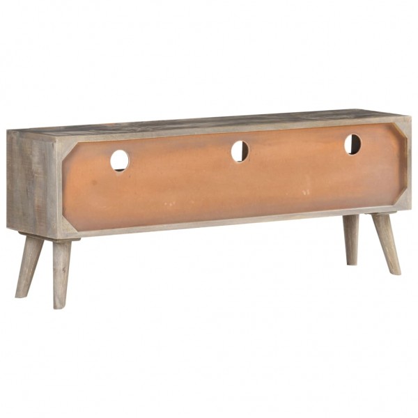 Mueble para TV madera maciza de mango rugosa gris 130x35x51 cm M 5
