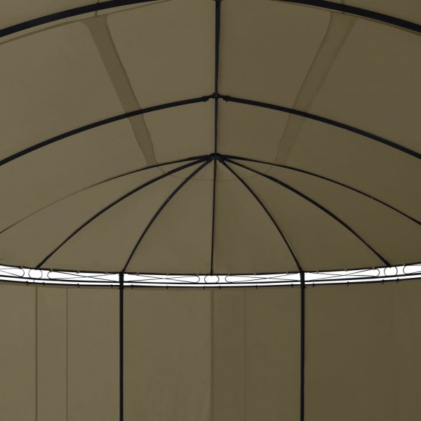 Gazebo c/ cortinas 520x349x255 cm 180 g/m² cinzento-acastanhado M 3