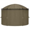 Gazebo c/ cortinas 520x349x255 cm 180 g/m² cinzento-acastanhado 5