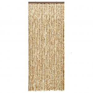 Cortina mosquitera de chenilla beige y marrón 56x185 cm H