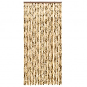 Cortina mosquitera beige y marrón chenilla 90x220 cm H