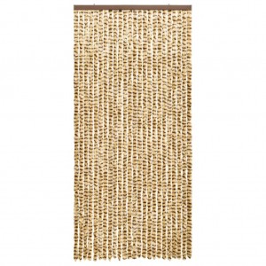 Cortina anti-insetos 100x220 cm chenille bege e castanho H