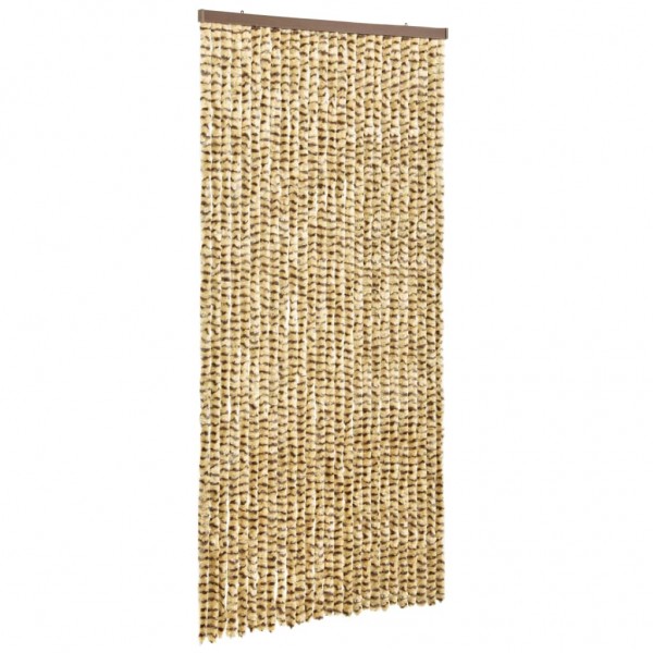 Cortina anti-insetos 100x220 cm chenille bege e castanho M 4