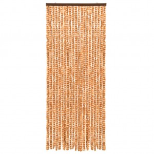 Cortina anti-insetos 56x185 cm chenille ocre e branco H