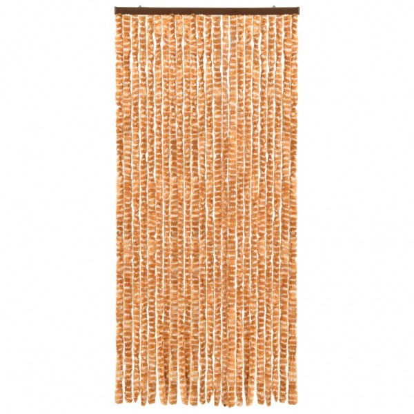 Cortina mosquitera chenilla ocre y blanco 90x220 cm M 2