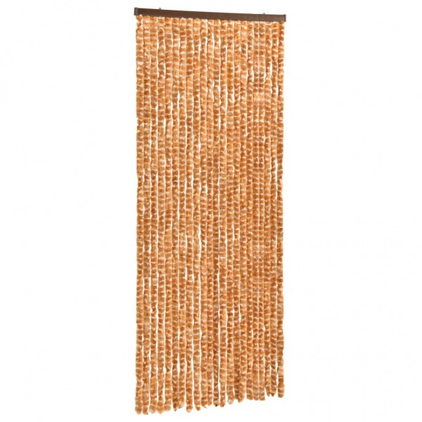 Cortina anti-insetos 90x220 cm chenille ocre e branco M 4
