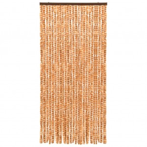 Cortina mosquitera chenilla ocre y blanco 100x220 cm H