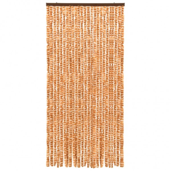 Cortina mosquitera chenilla ocre y blanco 100x220 cm M 2