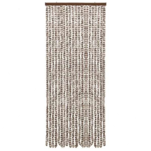 Cortina mosquitera de chenilla gris taupe y blanca 56x185 cm M 2