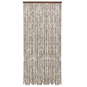 Cortina mosquitera chenilla gris taupe y blanco 90x220 cm H
