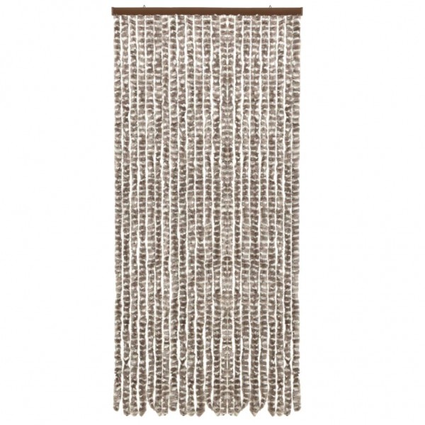 Cortina mosquitera chenilla gris taupe y blanco 90x220 cm M 2