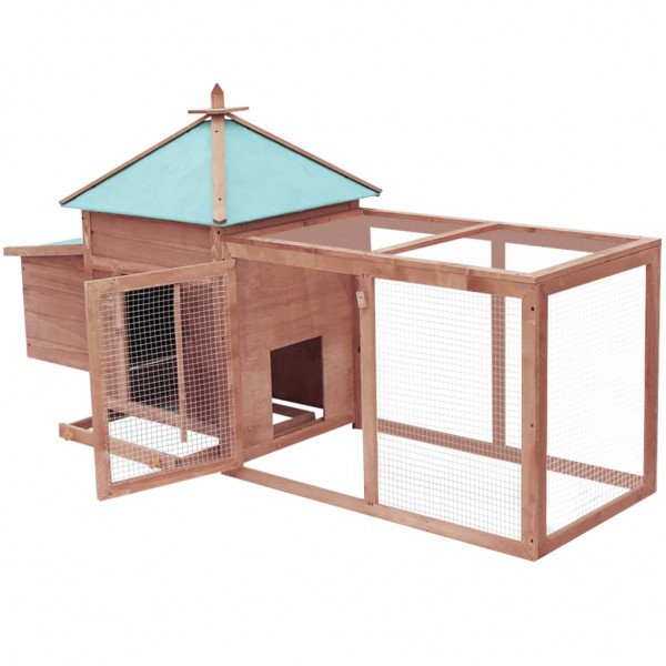 Gallinero con ponedero madera maciza abeto moca 190x72x102 cm M 4