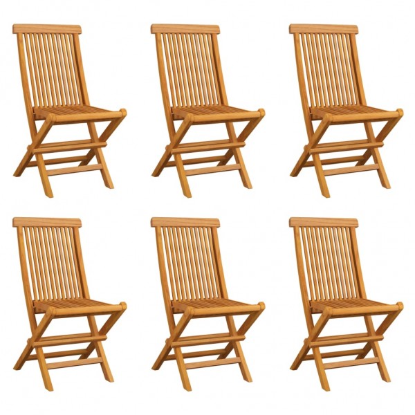Sillas de jardín plegables 6 unidades madera maciza de teca D
