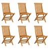 Cadeiras de jardim dobráveis 6 pcs madeira de teca maciça 1