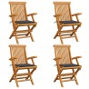 Cadeiras de jardim c/ almofadões antracite 4 pcs teca maciça 1